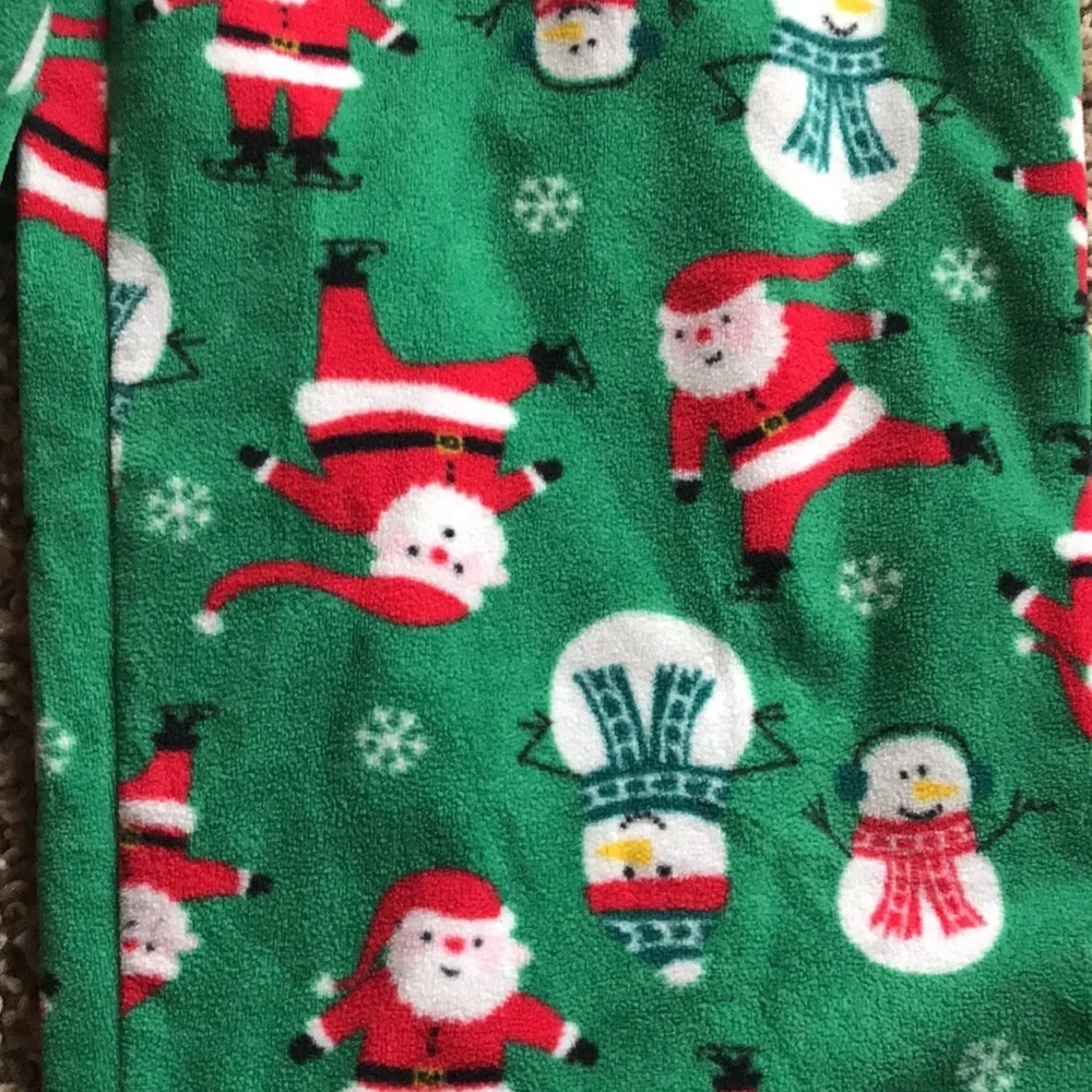 Carter’s Christmas Green Fleece Santa & Snowman Boys Pajama Bottoms